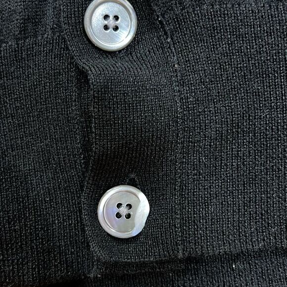 Luxury Merino Wool Black Button Cardigan Sweater Men’s M Classic Layering Knit - Picture 10 of 11